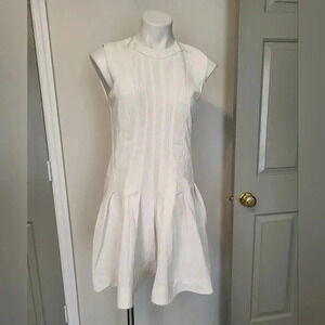 Alexander Wang Pleated Frayed Hem Sleeveless Drop Waist Mini Dress(6)